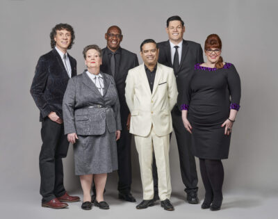 The Chasers Darragh Ennis, Anne Hegerty, Shaun Wallace, Paul Sinha, Mark Labbett and Jenny Ryan.