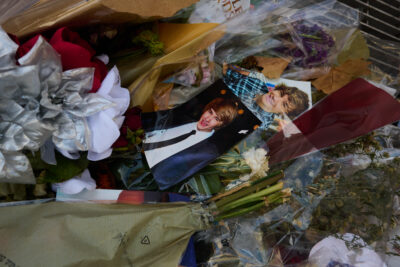 Tributes for the death of Liam Payne including flowers and photos.