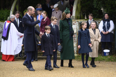 Prince William, Kate and their three children leaving church on Christmas Day